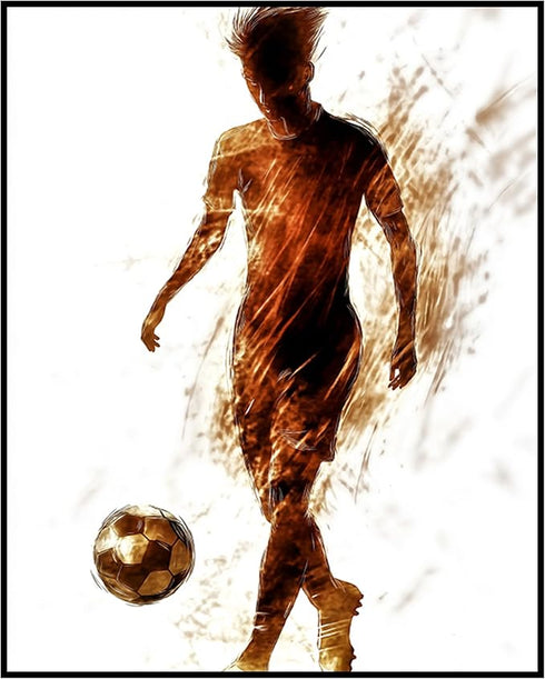 Posterizer 1 pcs-abstract retro art-soccer / football player-Sports & Hobby Art Gifts for sports fans Decor for Home & Office- unframed wall art...