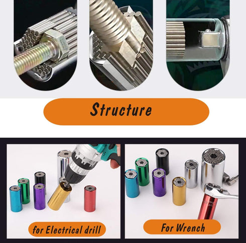 Universal Socket Wrench Set Tools Multi-Size in One Self Adjustable for Regularity or Irregularity Screw Improvement for Home DIY Christmas Gifts ...