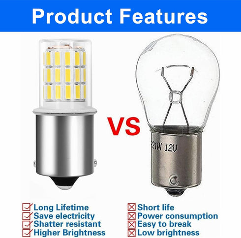 1156 Ba15s 12V 24V 3w LED Light Bulb 6000K Daylight White, 1141 S8 Bayonet Bulb Socket Single Contact, for Landscape, RV, Boat Mower Lawn Tractors...
