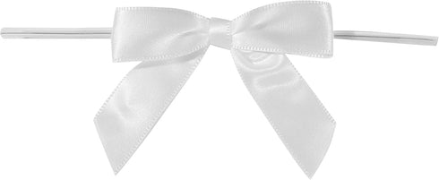 Reliant Ribbon 5171-03003-2X1 Satin Twist Tie Bows - Small Bows, 5/8 Inch X 100 Pieces, White...