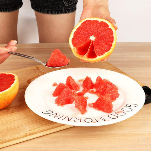 5 PCS Grapefruit Spoons, Stainless Steel Grapefruit Spoon Utensil Set, Serrated Edge & Thick Gauge Handle, Silver Kitchen Tool with Non-stick Plat...