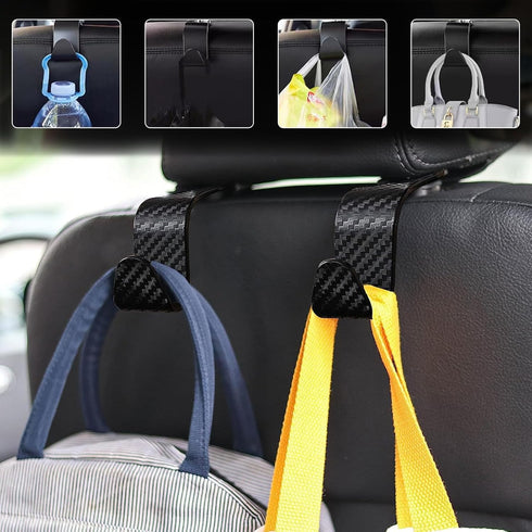 4 PCS Car Seat Headrest Hooks, Auto Seat Hook Hangers Storage Organizer, Back Seat Hanger for Car Handbag Clothes Coats Grocery Bags, Universal In...