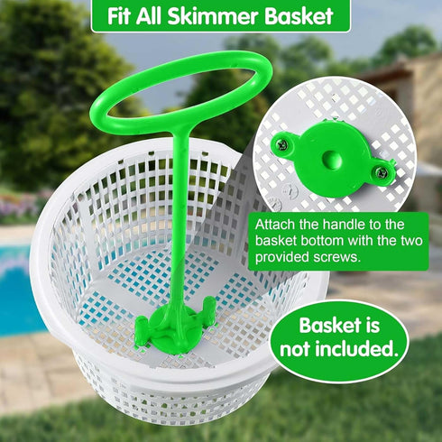 Skimmer Basket Handle, Pool Pool Cleaning Equipment for Inground Pool Fit All Skimmer Basket, Removable Handle Design (Green-1 Pack)...