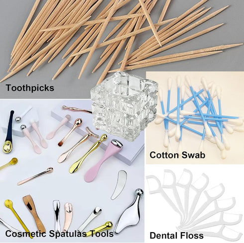 Makeup Spatula Holder Small Transparent Glass Storage Cup for Eye and Face Cream Applicator Stick Cosmetics Spoon Spatula Small Skincare Tool Stor...