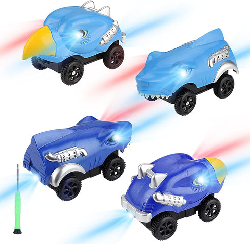 Tracks Cars Replacement only, Toy Cars for most Tracks Glow in the Dark, Racing Car Track Accessories with 3 Flashing LED Lights, Compatible with ...