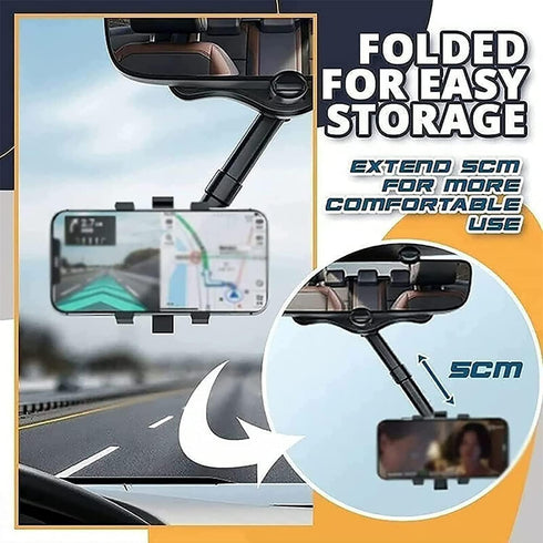 Maxicea Phone Holder Rear View Mirror, Ailsion Phone Holder, Maxicea Phone Holder, 360° Car Rearview Mirror Phone Holder for Car Mount Phone and G...