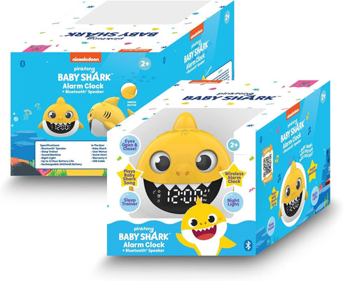 Core Innovations Baby Shark Alarm Clock and Bluetooth Speaker, Yellow...
