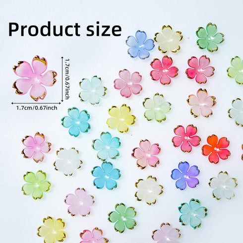 110 Pcs Acrylic Flower Beads?Gold-Plated Gradient Flower Beads?Cherry Blossom Floral Spacer Beads for Jewelry Making...