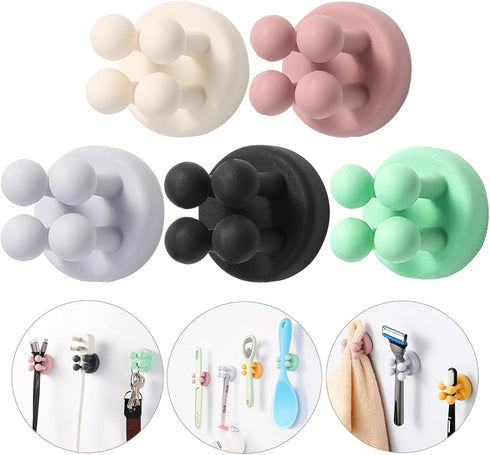 iBetterLife 4Pcs Silicone Toothbrush Holders - Multi-Function Hook Waterproof Self Adhesive Wall Mounted Single Hook for Hanging Key, Utility Plug...