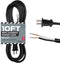Iron Forge Cable 16 AWG Replacement Power Cord with Open End - 10 Ft Black Extension Cable, 2 Wire 16/2 SJT...