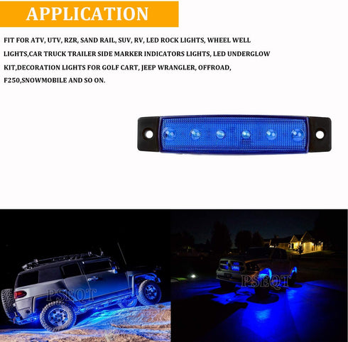 PSEQT 10 Pcs LED Rock Strip Lights Car Exterior Underglow Wheel Fender Well Lighting Kits Waterproof for Golf Cart Wrangler Offroad Truck RV UTV A...
