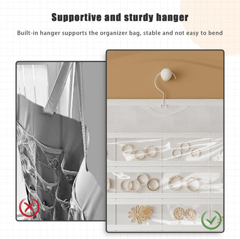 1-Pack Hanging Jewelry Organizer 80-Pocket Dual-sided Jewelry Storage for Earring Necklace Bracelet Ring and more, White...