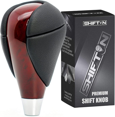 Gear Shift Knob, Cherry Red, Walnut Wood, Leather, for Lexus ES300h ES350 GS300 GS350 GS430 GS450h GS460 IS250 IS300 IS350 LS460 LS600h RX350 RX45...