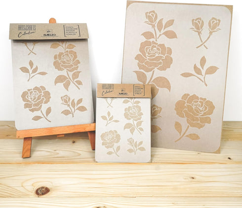 NAKLEO DIY Reusable Plastic Stencil - 15x21cm / 5.8” x 8.3” - Rose Flower Bloom - Art Craft Wall Painting Pattern Template Scrapbooking Decoupage ...