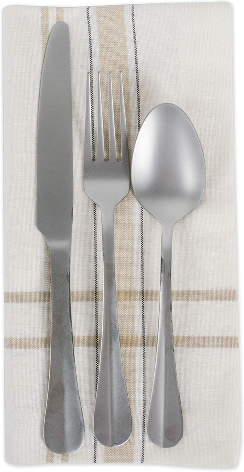 DII French Stripe Tabletop Collection Farmhouse Style Dining Table Linen Napkin Set, 20x20, White Chambray, 6 Piece...