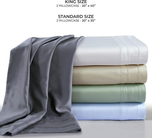 Tribeca Living BAMB300PCSTST 300 TC Rayon from Bamboo Pillow Pair, Standard (Pack of 2), Steel Grey...