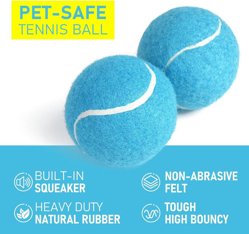 PrimePets Tennis Balls for Dogs, 2.5 Inch Squeaky Dog Toys, Interactive Pet Dog Toy Balls for Medium, Large Dogs, Squeaky Tennis Balls for Dogs...