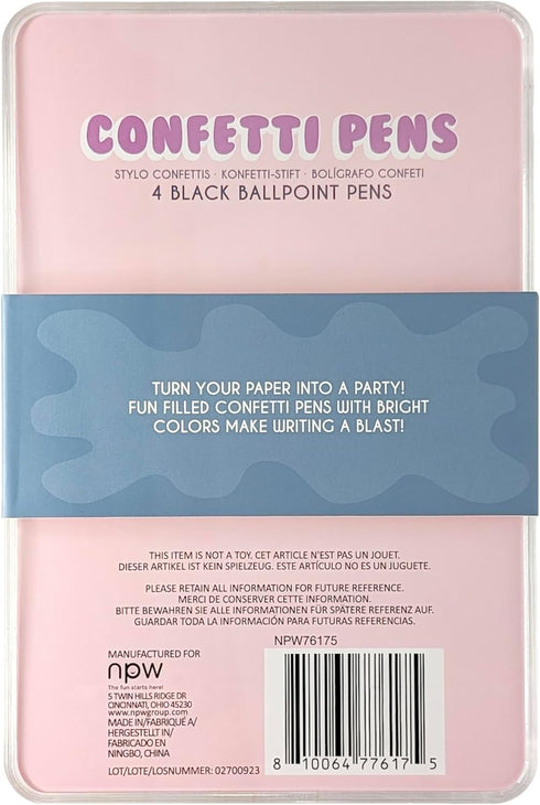 NPW 4 PACK SPRINKLE PENS - Cute Confetti Pen Set; Trendy Stationery Art Supplies, Ballpoint Pens for Journal Writing or Planners; Great Gift for T...