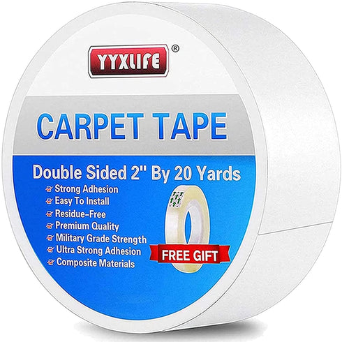 YYXLIFE Double Sided Carpet Tape,2Inch x 20 Yards,for Area Rugs Carpet Adhesive Removable Multi-Purpose Rug Tape Cloth for Hardwood Floors,Outdoor...
