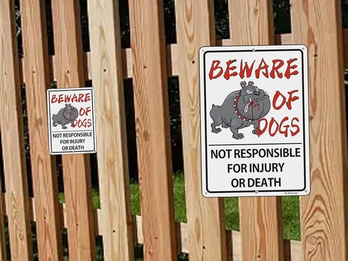 Beware of Dog Sign for Fence,No Trespassing Sign,10" x 7" x 0.04" Metal Sign,UV Protected and Weatherproof,Resistant to Fading and Harsh Weather,f...
