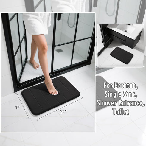 Yimobra Memory Foam Bath Mat, Super Soft Absorbent Bathroom Rug Non Slip 24x17 Inch, Quick Dry, Machine Washable Floor Carpet for Tub Shower, Home...