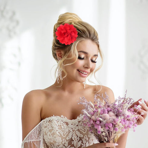 Dainty Red Rose Flower Brooch for Women Ladies, Delicate Hair Pin for Wedding Party Dance Banquet Ceremony – Versatile Floral Accessory for Clothi...