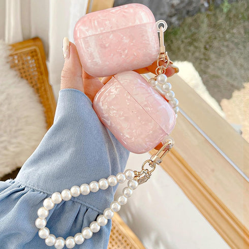 Airpods Pro 2nd Generation Case with Shell Pattern, Cute Airpods Pro Case with Luxury Pearl Keychain, TPU Airpods Pro Case Cover with Cleaning Pen...