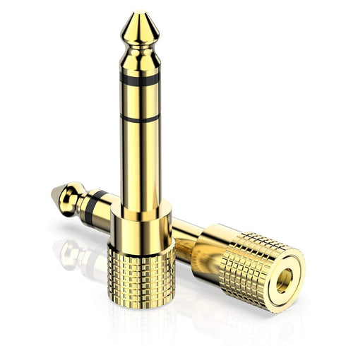6.35mm (1/4 inch) Male to 3.5mm (1/8 inch) Female Stereo Audio Adapter Converter for Guitar Headphones Amp, Gold Plated 2 Pack...