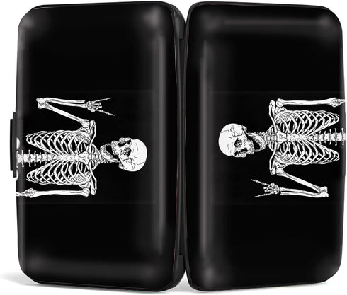 Credit Card Holder, Mini RFID Blocking Aluminum Wallet Slim Metal Hard Case Travel Wallet ID Case for Women and Men, 4.3 x 2.9 Inches, Skull...