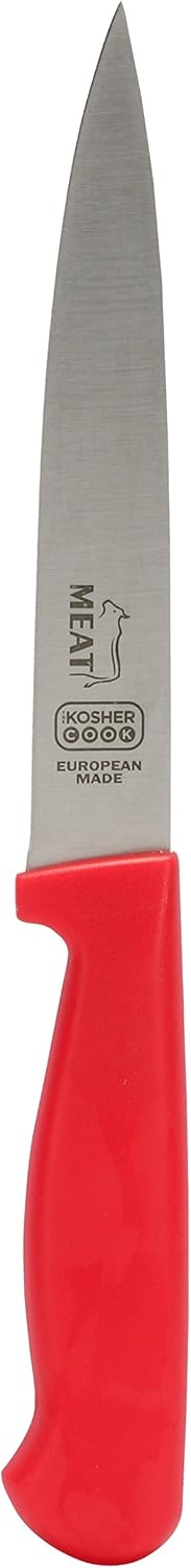 Meat Red Kitchen Knife – 6” Steak and Vegetable Knife - Razor Sharp Pointed Tip, Straight Edge - Color Coded Kitchen Tools...