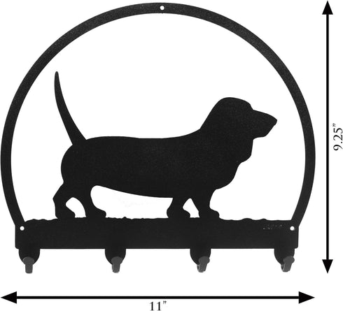 SWEN Products Basset Hound Metal Key Chain Hanger - Leash Holder...