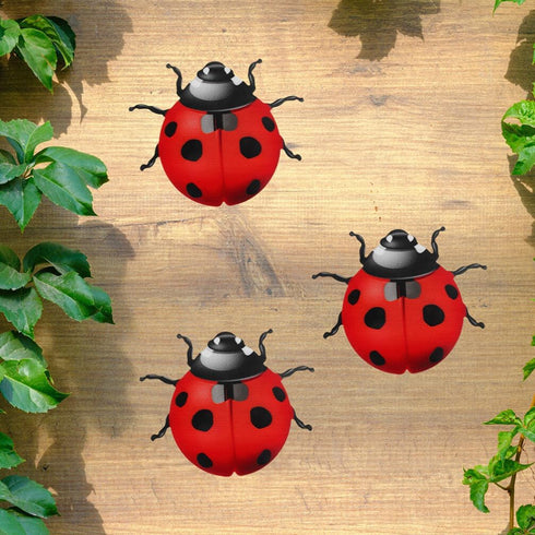 Luxshiny 2pcs Metal Garden Decor for Outside Cute Ladybugs Yard Art Lawn Ornaments Wall Sculptures Statues Fence Patio Garden Outdoor Decorations ...