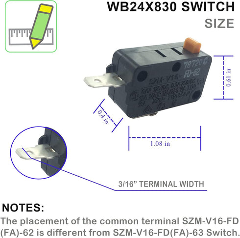 LONYE SZM-V16-FD-62 WB24X830 Monitor Switch RE2 Replacement for GE Starion Microwave 3405-001033 WB24X0800 WB24X800 AP2024338 PS237422 DE34-20019A...