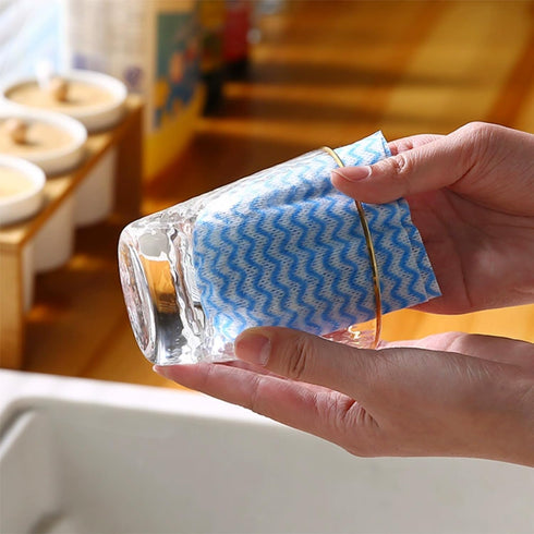 Blue Disposable Kitchen Cleaning Towel Heavy Duty Cleaning Rags Disposable Dish Cloths 100 Count/Pack...