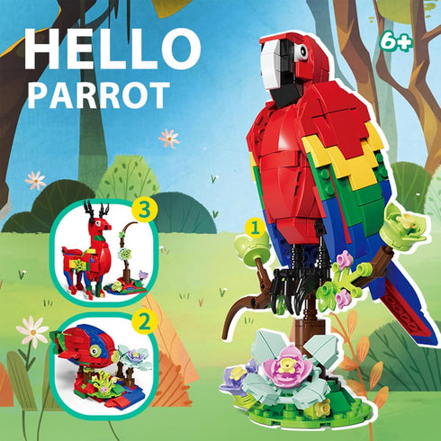Parrot Flower Building Block Toy - 3 in 1 Transforming Toy with Bird/Deer/Fish, 276PCS Birds of Paradise, Building Block Toy for 8+ Kids & Adults(...