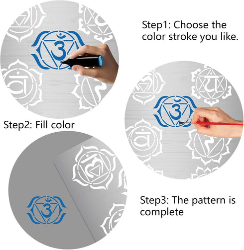 GORGECRAFT Metal Chakra Stencil Mandala Yoga Om Symbols Reusable Stencils Third Eye Throat Heart Templates for Meditation Crown Painting on Wood W...