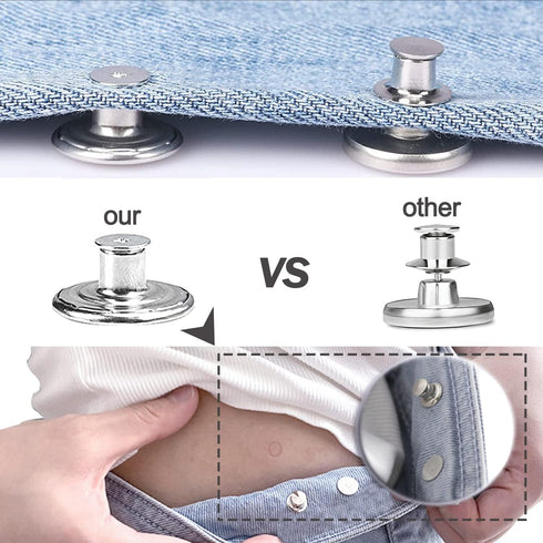 32 Sets Jeans Buttons Replacement, 17 mm and 20mm No-Sew Removable Metal Buttons Replacement Repair Combo Thread Rivets and Screwdrivers in Storag...