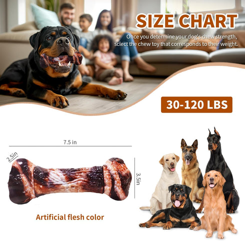 Dog Toys for Aggressive Chewers - Long-Lasting Nylon Chew Bones, IndestructibleToys for Medium to Large Breeds, Teething Toys to Keep Them Busy (B...