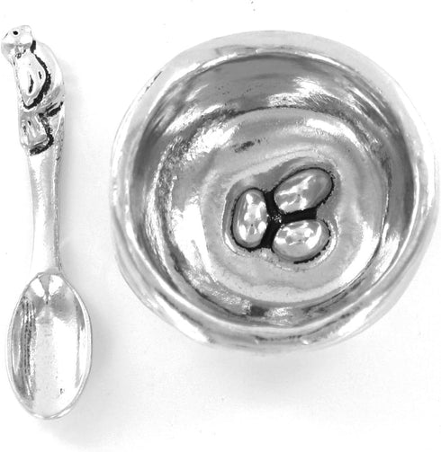 Basic Spirit Bird Nest Salt Cellar w/Spoon Handcrafted Pewter Home Lead-Free SD-6...