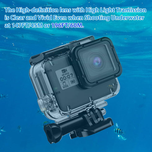 HONGDAK Waterproof Housing Case for GoPro Hero 7/6/5 Black(2018), 196ft/60m Waterproof Case Diving Protective Housing Shell with Touchable Cover f...