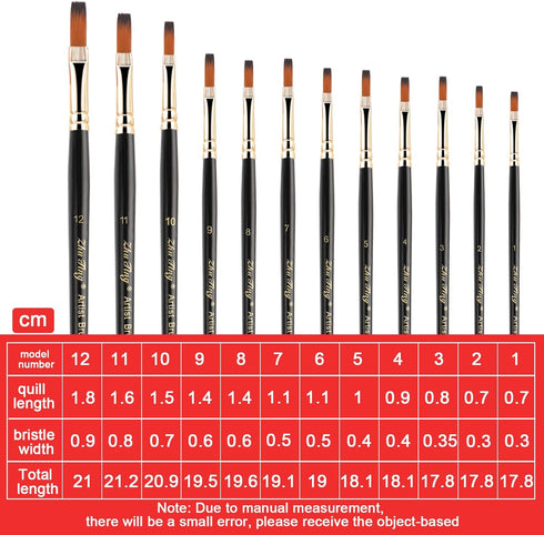 12 Pcs Filbert Paint Brushes Soft Artist Brushes Flat Nylon Bristles Painting Brushes with Wood Handle Paint Brush Set for Acrylic Oil Watercolor ...