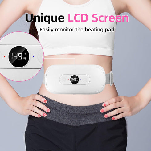 Electric Portable Heating Pad Menstrual: 6 Heat Levels 6 Vibration Modes 30-60 Mins Timer Cordless Heating Pad for Travel Period Cramps Pain Relie...