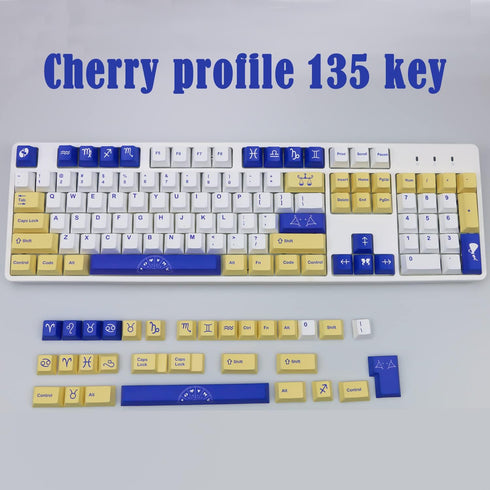 kutethy PBT Keycaps,135 Keys Constellation Style Keycaps for Cherry Gateron MX Switches Mechanical Keyboards (White)…...