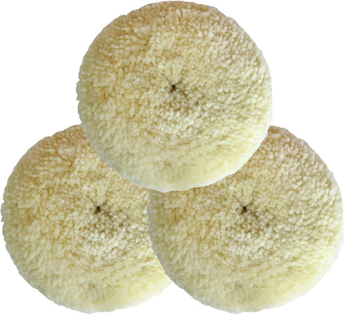 Wool Buffing Pad Kit 5" 3PCS 100% Natural Wool Car Auto Hook and Loop Grip Buffing Pad for Compound Cutting & Polishing for Car,Boats, Trucks and ...