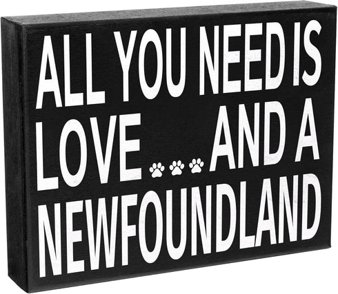 JennyGems Newfoundland Gifts, All You Need Is Love and a Newfoundland Wooden Sign, Newfoundland Dog Mom, Shelf Decor and Wall Hanging, Made in USA...