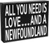 JennyGems Newfoundland Gifts, All You Need Is Love and a Newfoundland Wooden Sign, Newfoundland Dog Mom, Shelf Decor and Wall Hanging, Made in USA...