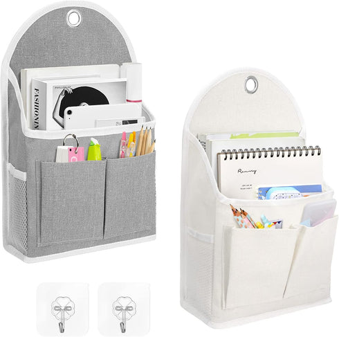 2 Pack Wall Hanging Organizer Bag with Pockets Fabric Storage Bag Basket Caddy Waterproof 01 01...