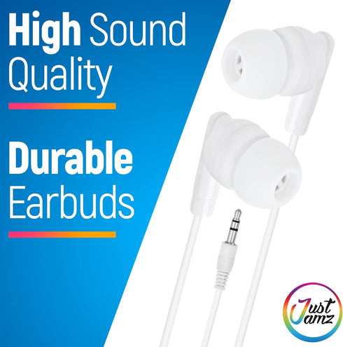 Earbuds 30 Pack | Bulk Basic Earbuds, Pearl White in-Ear Earbuds, Disposable Earphones, Affordable Headphones, 3.5 MM Audio Jack Earbuds for Schoo...