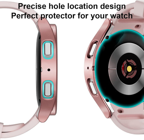 6+6 Pack Hard PC Case with Tempered Glass Screen Protector for Samsung Galaxy Watch 4 5 44mm, Waterproof, Fog-proof, All-Round PC Matte Protector ...