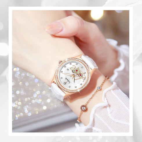 Women's Quartz Watch: Water-Resistant, Night-Luminous, High-End Ladies' Quartz Wristwatch with Calendar, Luxury Watch Gift (White+White)...